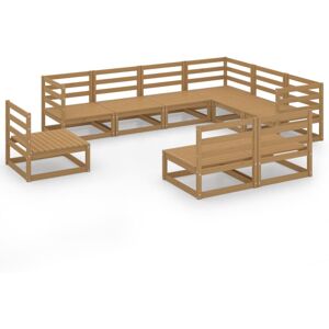 vidaXL Solid Pinewood Garden Lounge Set 9 Piece Honey Brown Wooden Lounge Set vidaXL Solid Pinewood Garden Lounge Set 9 Piece Honey Brown Wooden Lounge Set