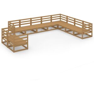 vidaXL Solid Pinewood Garden Lounge Set 10 Piece Honey Brown Seating Outdoor vidaXL Solid Pinewood Garden Lounge Set 10 Piece Honey Brown Seating Outdoor