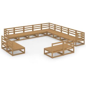 vidaXL Solid Pinewood Garden Lounge Set 13 Piece Honey Brown Seating Outdoor vidaXL Solid Pinewood Garden Lounge Set 13 Piece Honey Brown Seating Outdoor