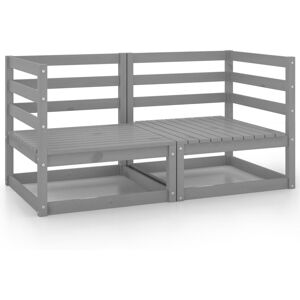 vidaXL Solid Pinewood Garden 2-Seater Sofa Grey Wooden Patio Middle Sofa Set vidaXL Solid Pinewood Garden 2-Seater Sofa Grey Wooden Patio Middle Sofa Set