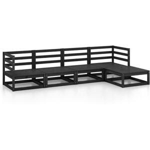 vidaXL Garden Lounge Set 5 Piece Black Solid Pinewood vidaXL Garden Lounge Set 5 Piece Black Solid Pinewood