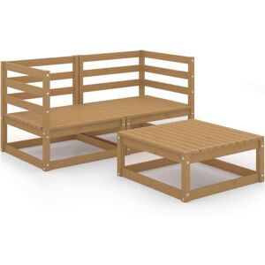 vidaXL Solid Pinewood Garden Lounge Set 3 Piece Honey Brown - Garden Lounge Set vidaXL Solid Pinewood Garden Lounge Set 3 Piece Honey Brown - Garden Lounge Set