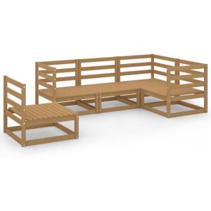 vidaXL Solid Pinewood Garden Lounge Set 5 Piece Honey Brown Wooden Furniture vidaXL Solid Pinewood Garden Lounge Set 5 Piece Honey Brown Wooden Furniture