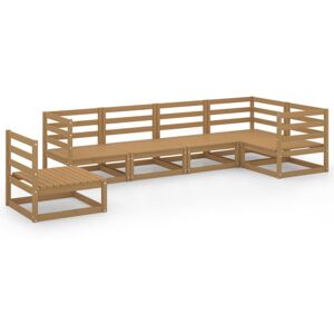 vidaXL Solid Pinewood Garden Lounge Set 6 Piece Honey Brown Wooden Furniture vidaXL Solid Pinewood Garden Lounge Set 6 Piece Honey Brown Wooden Furniture