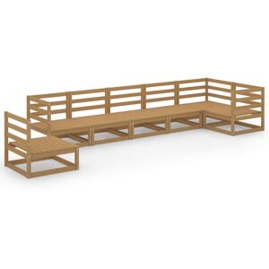 vidaXL Solid Pinewood Garden Lounge Set 7 Piece Honey Brown Wooden Furniture vidaXL Solid Pinewood Garden Lounge Set 7 Piece Honey Brown Wooden Furniture