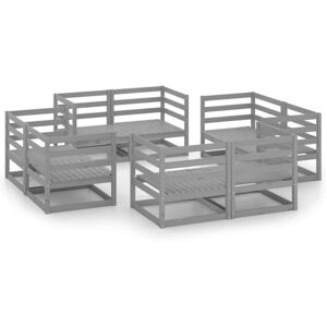 vidaXL Solid Pinewood Garden Lounge Set 8 Piece Grey Wooden Furniture Sofa Set vidaXL Solid Pinewood Garden Lounge Set 8 Piece Grey Wooden Furniture Sofa Set