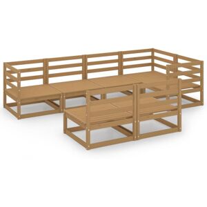 vidaXL Solid Pinewood Garden Lounge Set 7 Piece Honey Brown Wooden Furniture vidaXL Solid Pinewood Garden Lounge Set 7 Piece Honey Brown Wooden Furniture