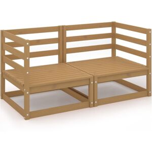 vidaXL Solid Pinewood Garden 2-Seater Sofa Honey Brown Wooden Middle Sofa Set vidaXL Solid Pinewood Garden 2-Seater Sofa Honey Brown Wooden Middle Sofa Set