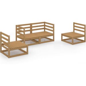 vidaXL Solid Pinewood Garden Lounge Set 4 Piece Honey Brown Outdoor Furniture vidaXL Solid Pinewood Garden Lounge Set 4 Piece Honey Brown Outdoor Furniture