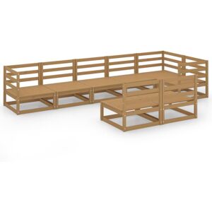 vidaXL Solid Pinewood Garden Lounge Set 8 Piece Honey Brown Wooden Furniture vidaXL Solid Pinewood Garden Lounge Set 8 Piece Honey Brown Wooden Furniture