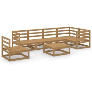 vidaXL Solid Pinewood Garden Lounge Set 7 Piece Honey Brown Wooden Furniture vidaXL Solid Pinewood Garden Lounge Set 7 Piece Honey Brown Wooden Furniture