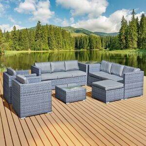 Oseasons Malta XS Rattan 9 Seat U-Shape Set in Ocean Grey Oseasons Malta XS Rattan 9 Seat U-Shape Set in Ocean Grey