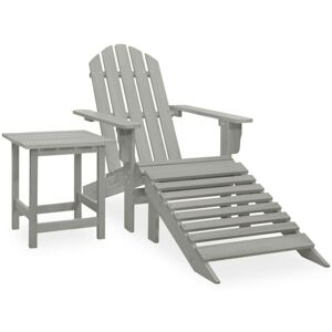 vidaXL Solid Fir Wood Garden Adirondack Chair with Ottoman&Table Grey Unit vidaXL Solid Fir Wood Garden Adirondack Chair with Ottoman&Table Grey Unit
