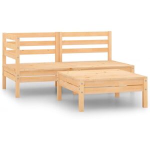 vidaXL Solid Pinewood Garden Lounge Set - 3 Piece Patio Outdoor Sofa Seating vidaXL Solid Pinewood Garden Lounge Set - 3 Piece Patio Outdoor Sofa Seating
