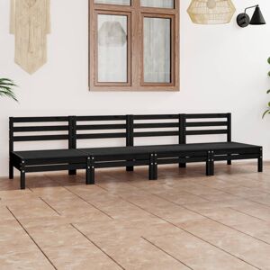vidaXL Solid Pinewood Garden Lounge Set 4 Piece Black Outdoor Seating Sofa vidaXL Solid Pinewood Garden Lounge Set 4 Piece Black Outdoor Seating Sofa