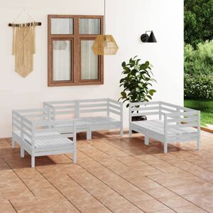 vidaXL Solid Pinewood Garden Lounge Set 6 Piece White Outdoor Seating Sofa vidaXL Solid Pinewood Garden Lounge Set 6 Piece White Outdoor Seating Sofa