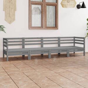 vidaXL Solid Pinewood Garden Lounge Set 4 Piece Grey Outdoor Seating Sofa vidaXL Solid Pinewood Garden Lounge Set 4 Piece Grey Outdoor Seating Sofa