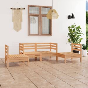 vidaXL Pinewood Garden Lounge Set 4-Piece Brown - Garden Lounge Set vidaXL Pinewood Garden Lounge Set 4-Piece Brown - Garden Lounge Set