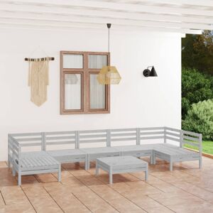 VidaXL 8-Piece White Solid Wood Garden Lounge Set - Outdoor Furniture VidaXL 8-Piece White Solid Wood Garden Lounge Set - Outdoor Furniture