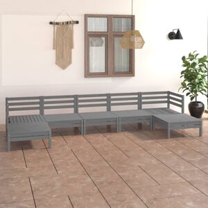 vidaXL Garden Lounge Set Outdoor Sofa Set Couch 7 Piece Grey Solid Wood Pine - Garden Lounge Set vidaXL Garden Lounge Set Outdoor Sofa Set Couch 7 Piece Grey Solid Wood Pine - Garden Lounge Set