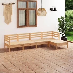 vidaXL Garden Lounge Set Wooden Outdoor Lounge Set 5 Piece Solid Pinewood vidaXL Garden Lounge Set Wooden Outdoor Lounge Set 5 Piece Solid Pinewood