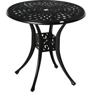 Outsunny 78cm Round Garden Dining Table with Parasol Hole Cast Outsunny 78cm Round Garden Dining Table with Parasol Hole Cast