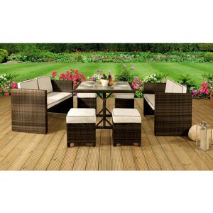 Comfy Living (Brown, Without Cover) 7PC Rattan Garden Patio Furniture Set - 2 Sofas, 4 Stools Comfy Living (Brown, Without Cover) 7PC Rattan Garden Patio Furniture Set - 2 Sofas, 4 Stools