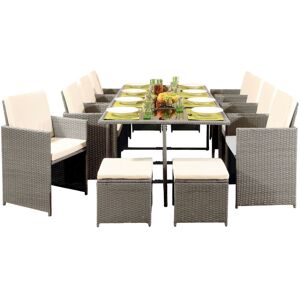 Comfy Living (Dark Grey, Without Cover) 12 Seater Rattan Outdoor Garden Furniture Set - 8 Cha Comfy Living (Dark Grey, Without Cover) 12 Seater Rattan Outdoor Garden Furniture Set - 8 Cha