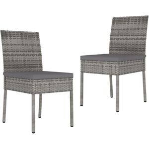 vidaXL 2x Garden Dining Chairs Poly Rattan Grey Outdoor Dinner Chair Seat vidaXL 2x Garden Dining Chairs Poly Rattan Grey Outdoor Dinner Chair Seat