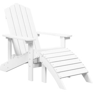 vidaXL Garden Adirondack Chair with Footstool HDPE White Patio Outdoor Seating vidaXL Garden Adirondack Chair with Footstool HDPE White Patio Outdoor Seating