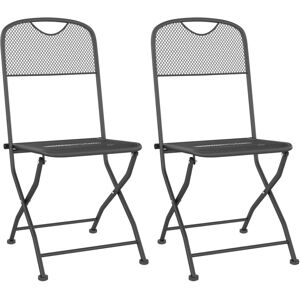 (2) vidaXL 2/4x Folding Garden Chairs Expanded Metal Mesh Anthracite Patio Seat (2) vidaXL 2/4x Folding Garden Chairs Expanded Metal Mesh Anthracite Patio Seat