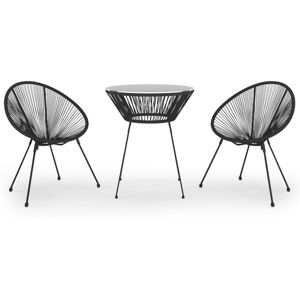 (3) vidaXL Outdoor Dining Set PVC Rattan Black Patio Dining Table Chair 3/5 Piec (3) vidaXL Outdoor Dining Set PVC Rattan Black Patio Dining Table Chair 3/5 Piec