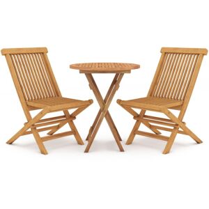 vidaXL Solid Wood Teak Garden Dining Set 3 Piece Wooden Dining Table and Chair vidaXL Solid Wood Teak Garden Dining Set 3 Piece Wooden Dining Table and Chair