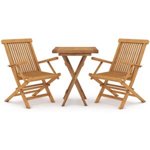 vidaXL Solid Wood Teak Garden Dining Set 3 Piece Wooden Dining Table and Chair vidaXL Solid Wood Teak Garden Dining Set 3 Piece Wooden Dining Table and Chair