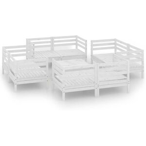 vidaXL Solid Pinewood Garden Lounge Set 9 Piece White Outdoor Seating Sofa vidaXL Solid Pinewood Garden Lounge Set 9 Piece White Outdoor Seating Sofa