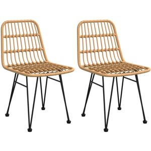 (brown) vidaXL 2x Garden Chairs PE Rattan Patio Dinner Outdoor Picnic Seat Black (brown) vidaXL 2x Garden Chairs PE Rattan Patio Dinner Outdoor Picnic Seat Black