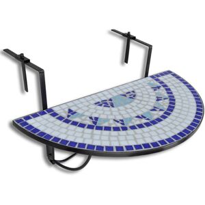 vidaXL Mosaic Balcony Table Hanging Semi-circular Blue White Patio Plant Stand vidaXL Mosaic Balcony Table Hanging Semi-circular Blue White Patio Plant Stand