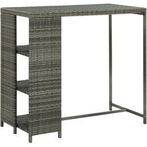 vidaXL Bar Table with Storage Rack Grey Poly Rattan Pub Bistro Counter Table vidaXL Bar Table with Storage Rack Grey Poly Rattan Pub Bistro Counter Table