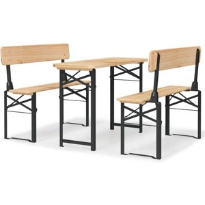 vidaXL Folding Beer Table Set Wooden Table and Bench 3 Piece Solid Wood Fir vidaXL Folding Beer Table Set Wooden Table and Bench 3 Piece Solid Wood Fir