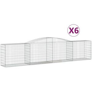 vidaXL Arched Gabion Baskets 6 pcs 400x50x80/100 cm Galvanised Iron - Gabion Basket vidaXL Arched Gabion Baskets 6 pcs 400x50x80/100 cm Galvanised Iron - Gabion Basket