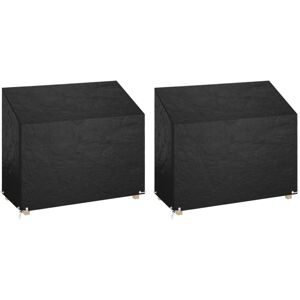 vidaXL Covers for Garden Bench 2 pcs. 8 Eyelets 160x70x70/88 cm Black - Garden Bench Cover vidaXL Covers for Garden Bench 2 pcs. 8 Eyelets 160x70x70/88 cm Black - Garden Bench Cover