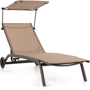 Costway Patio Chaise Lounge Chair Heavy-Duty w/6-Level Canopy Cupholder&Wheels Costway Patio Chaise Lounge Chair Heavy-Duty w/6-Level Canopy Cupholder&Wheels