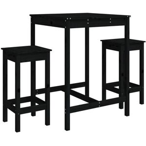 (black) vidaXL Garden Bar Set Wooden Table and Chairs Pub Set 3 Piece Solid Wood (black) vidaXL Garden Bar Set Wooden Table and Chairs Pub Set 3 Piece Solid Wood