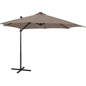vidaXL Cantilever Garden Parasol with LED Lights Taupe - Garden Parasol vidaXL Cantilever Garden Parasol with LED Lights Taupe - Garden Parasol