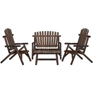 (dark brown, 2x chair + bench + table) vidaXL Garden Lounge Set Wooden Outdoor T (dark brown, 2x chair + bench + table) vidaXL Garden Lounge Set Wooden Outdoor T