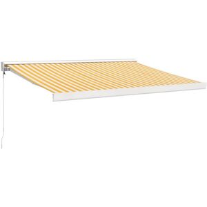 vidaXL Retractable Yellow White Awning 3x2.5m Fabric Aluminium - Awning vidaXL Retractable Yellow White Awning 3x2.5m Fabric Aluminium - Awning