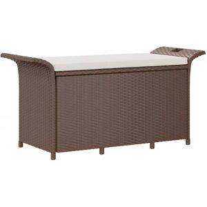 vidaXL Garden Bench Patio Outdoor Bench Seat with Cushion Brown Poly Rattan vidaXL Garden Bench Patio Outdoor Bench Seat with Cushion Brown Poly Rattan