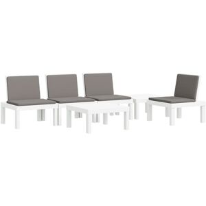 vidaXL Garden Lounge Set - White - 6 Pieces - Patio Furniture vidaXL Garden Lounge Set - White - 6 Pieces - Patio Furniture