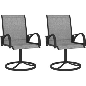 vidaXL 2x Garden Swivel Chairs Textilene and Steel Grey Dining Lounge Seat vidaXL 2x Garden Swivel Chairs Textilene and Steel Grey Dining Lounge Seat