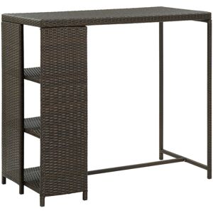 vidaXL Bar Table with Storage Rack Brown Poly Rattan Pub Bistro Dining Table vidaXL Bar Table with Storage Rack Brown Poly Rattan Pub Bistro Dining Table